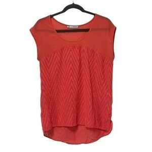maurices Orange Chevron Lace Cap Sleeve‎ High Low Top Women's Size S